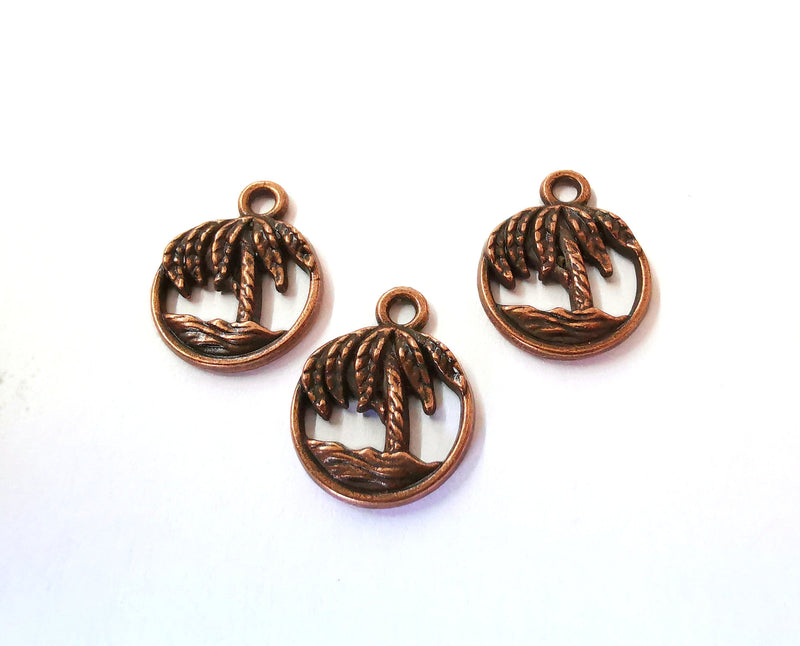 6 Palm Charms Antique Copper Plated Charms (19x15mm)  G21476