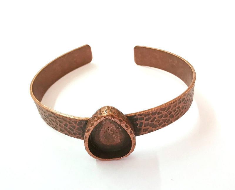 Bracelet Blank Resin Bangle Dry Flower inlay Blank Cuff Bezel Glass Cabochon Base Textured Adjustable Antique Copper (18x13mm ) G21480