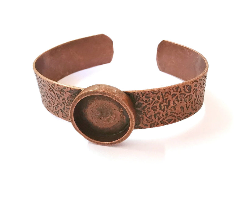 Bracelet Blank Resin Bangle Dry Flower inlay Blank Cuff Bezel Glass Cabochon Base Textured Adjustable Antique Copper (18mm ) G21483