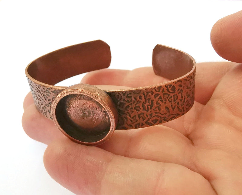 Bracelet Blank Resin Bangle Dry Flower inlay Blank Cuff Bezel Glass Cabochon Base Textured Adjustable Antique Copper (18mm ) G21483