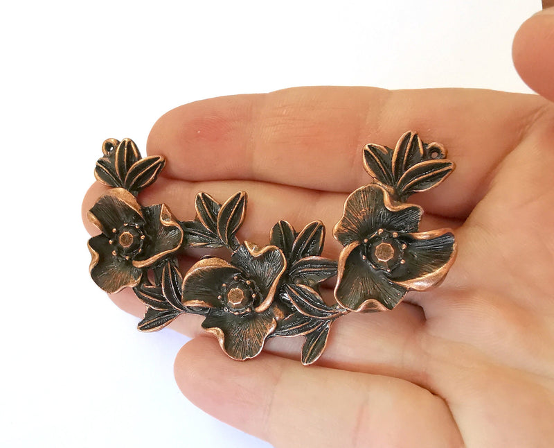 Flowers - Leaf Pendant Pendant Antique Copper Plated Pendant (77x44mm) G21484
