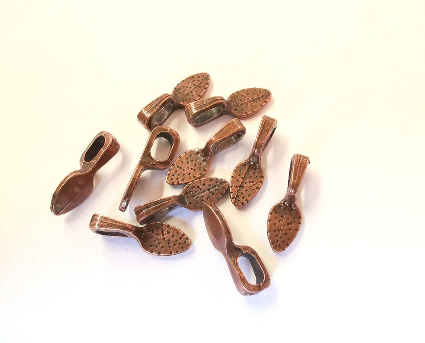 10 Glue On Bails Antique Copper Plated Findings (15x5 mm)  G21487