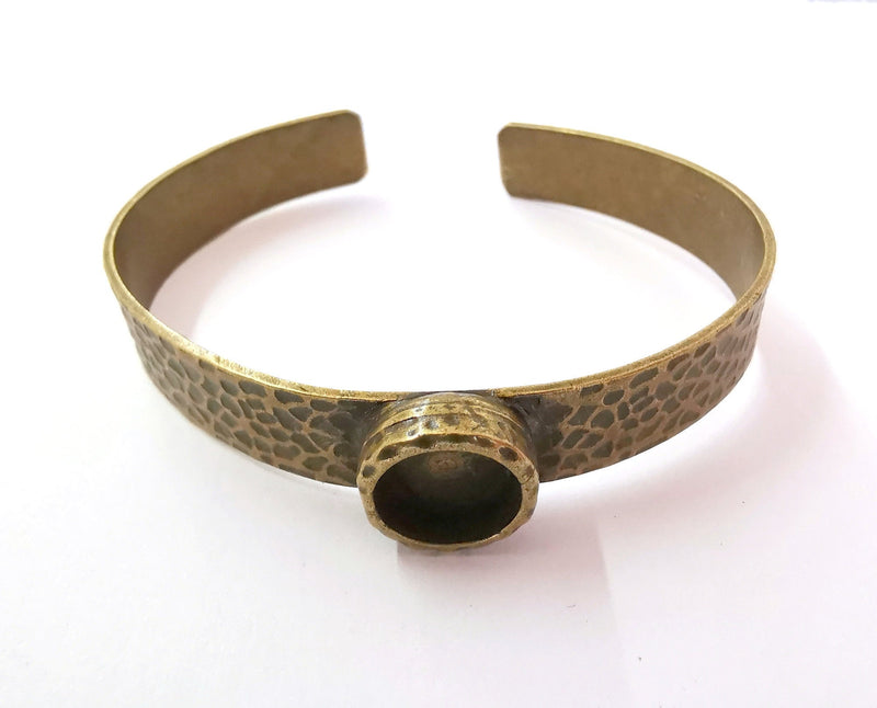 Bracelet Blank Resin Bangle Dry Flower inlay Blank Cuff Bezel Glass Cabochon Base Hammered Adjustable Antique Bronze  (12mm ) G21494