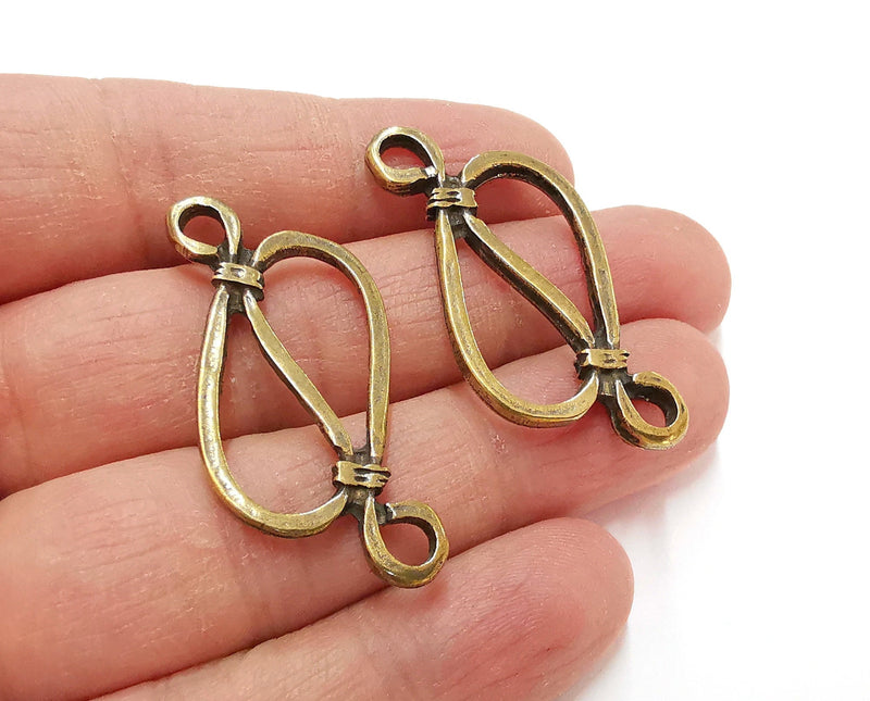 2 Rope Charms Connector Antique Bronze Plated Charms (44x18mm) G21355