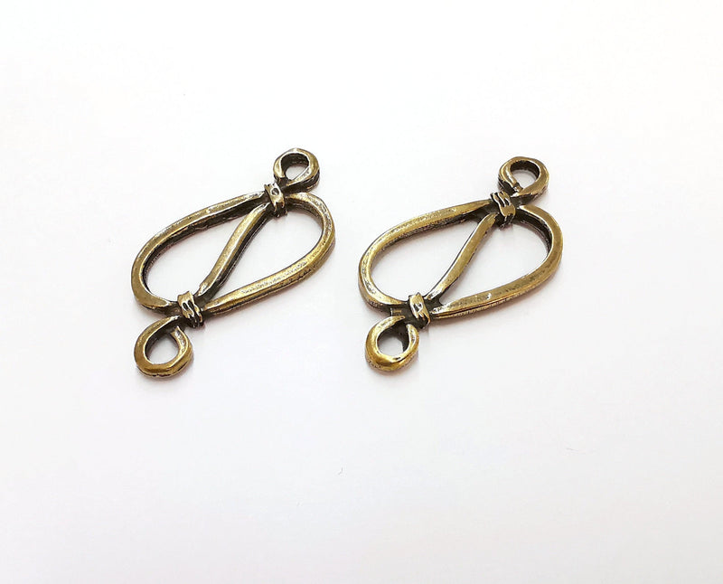 2 Rope Charms Connector Antique Bronze Plated Charms (44x18mm) G21355
