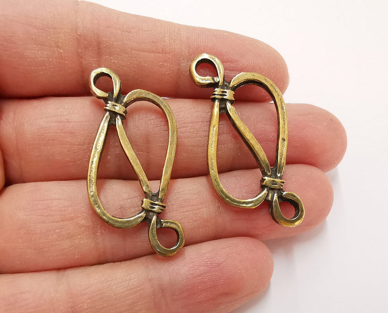 2 Rope Charms Connector Antique Bronze Plated Charms (44x18mm) G21355