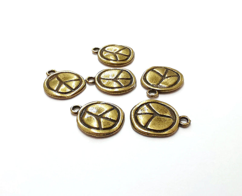 10 Peace Charms Antique Bronze Plated Charms (16x13mm)  G21371