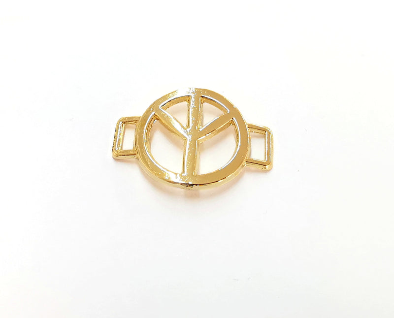 2 Peace Charms Shiny Gold Plated Charms (31x22mm)  G21382