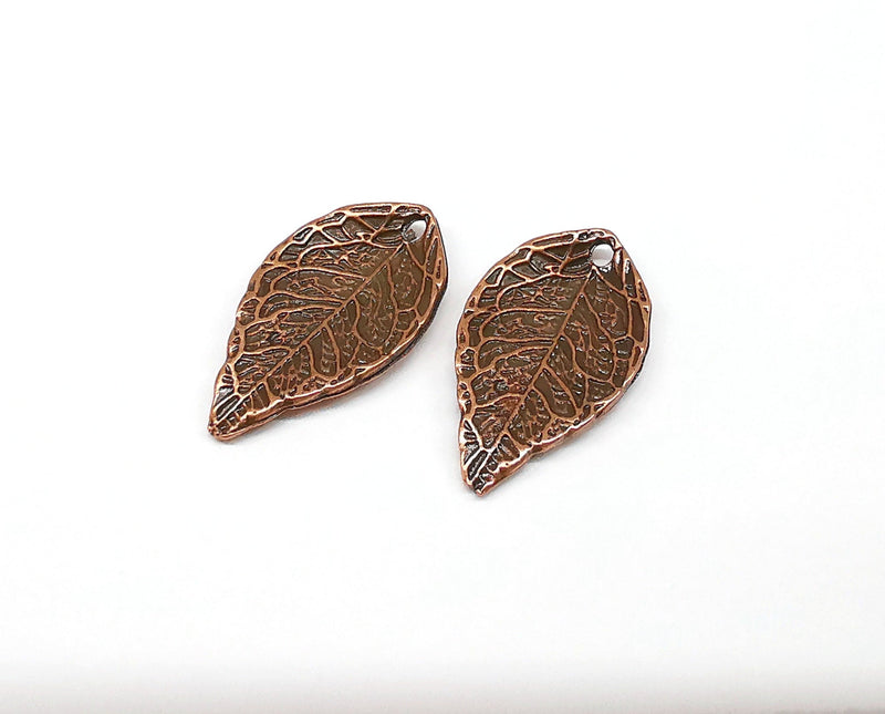 5 Leaf Charms Antique Copper Plated Charms (23x13mm)  G21390