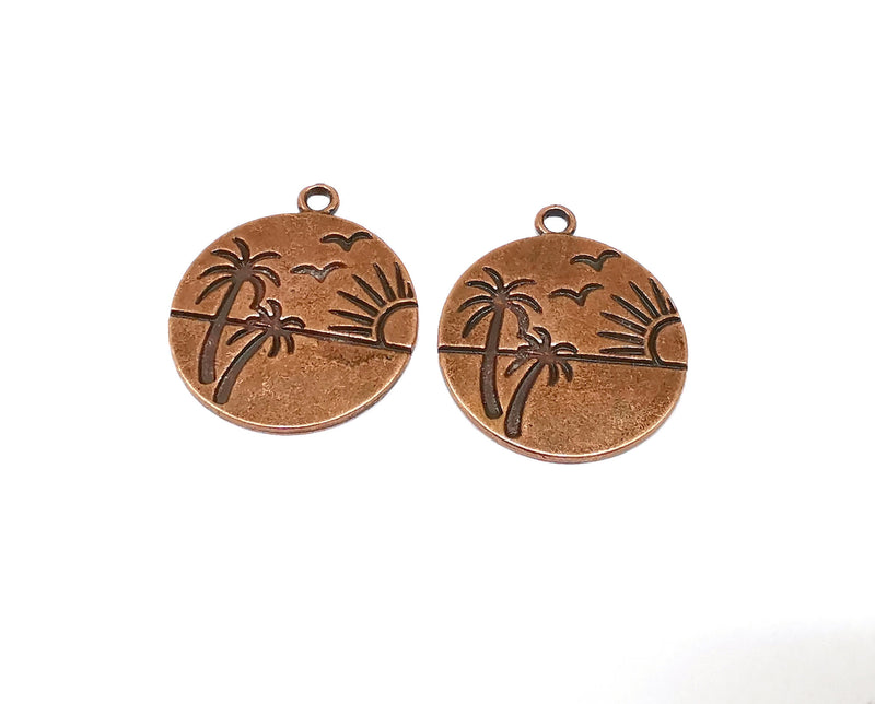 2 Summer Charms Antique Copper Plated Charms (30x25mm)  G21391
