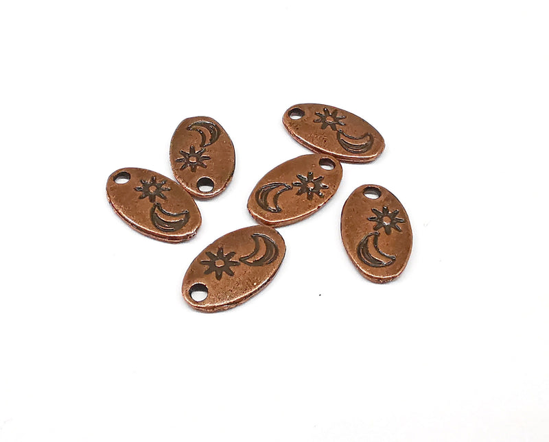 10 Sun Moon Charms Antique Copper Plated Charms (15x9mm)  G21393