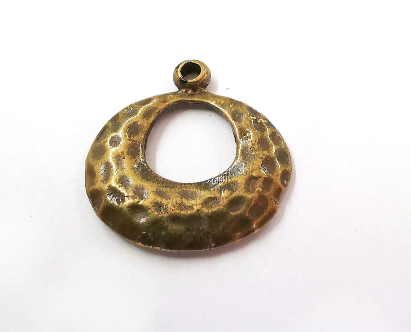8 Hammered Charms Antique Bronze Plated Charms (19mm)  G21508