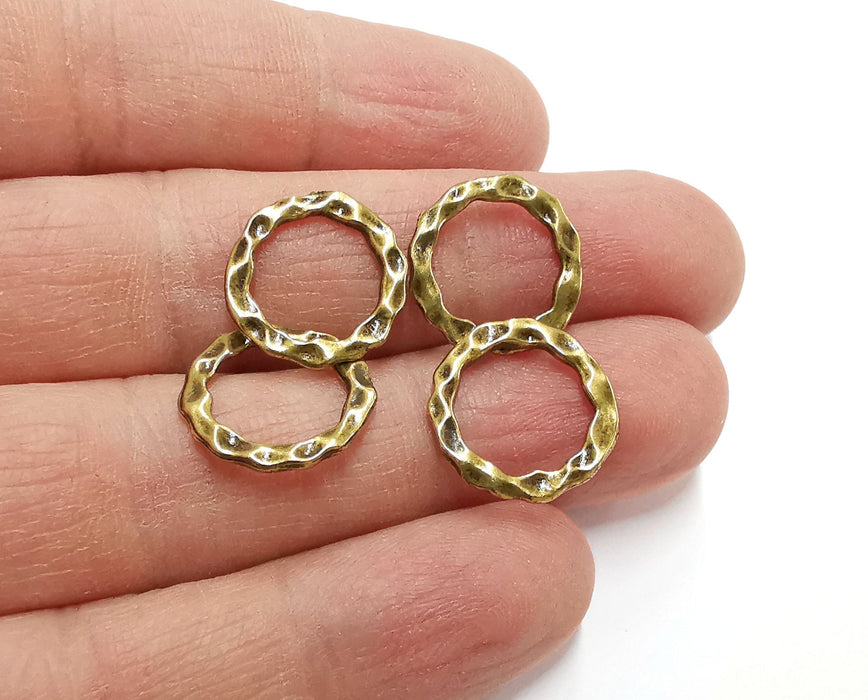 10 Hammered Circle Antique Bronze Plated Findings (16mm) G21405