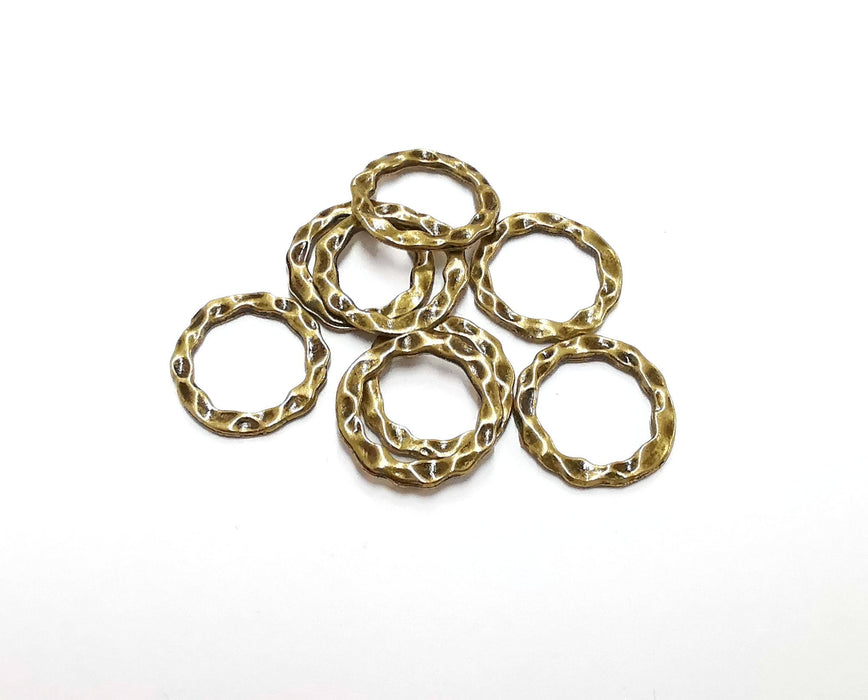 10 Hammered Circle Antique Bronze Plated Findings (16mm) G21405