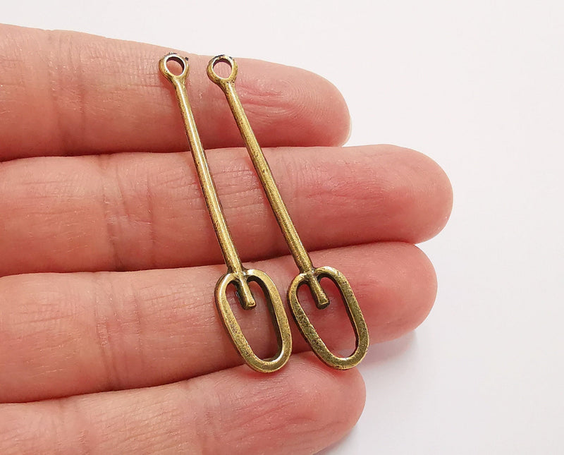 4 Antique Bronze Charms Antique Bronze Plated Charms (53x10mm)  G21412