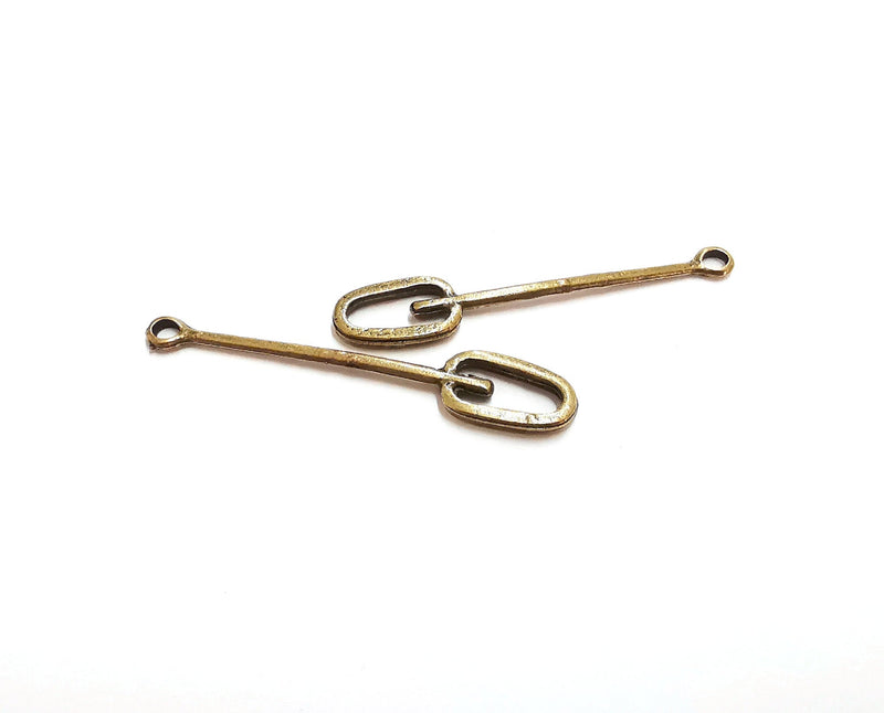 4 Antique Bronze Charms Antique Bronze Plated Charms (53x10mm)  G21412