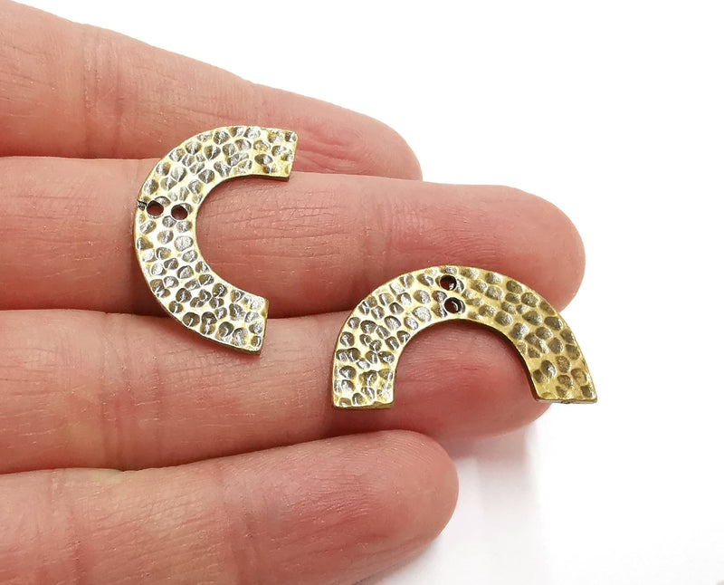5 Hammered Semi Circle Hammered U Charms Antique Bronze Plated Charms (30x15 mm)  G21415