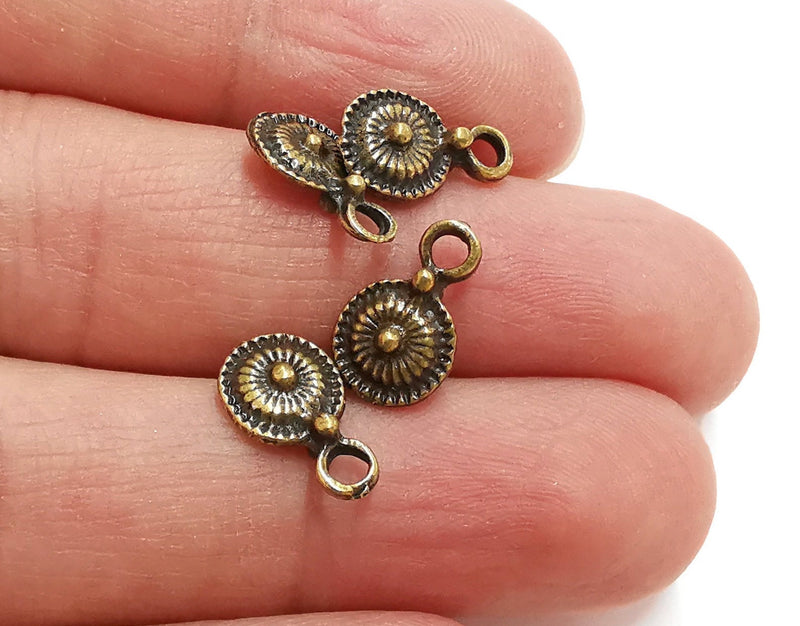20 Round Double Sided (both sides same) Charms Antique Bronze Plated Charms (13x10mm) G21416