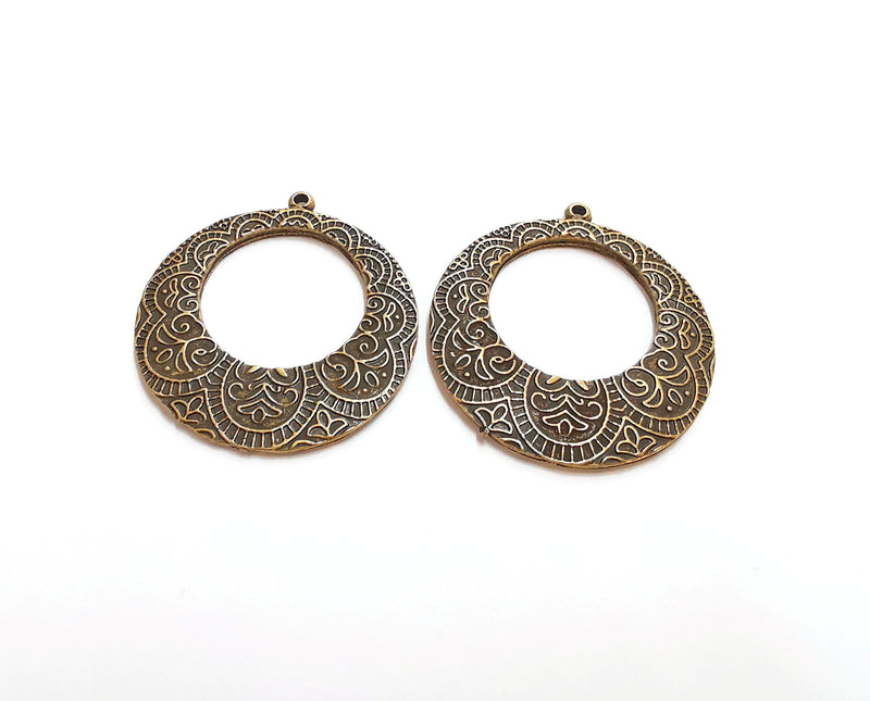 2 Antique Bronze Charms Antique Bronze Plated Charm (40x36mm) G21418