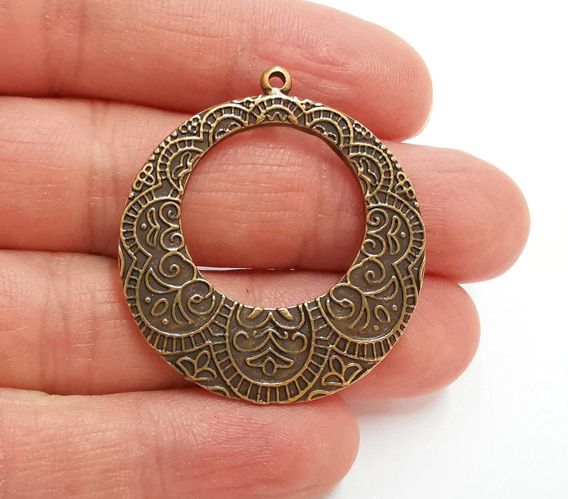 2 Antique Bronze Charms Antique Bronze Plated Charm (40x36mm) G21418