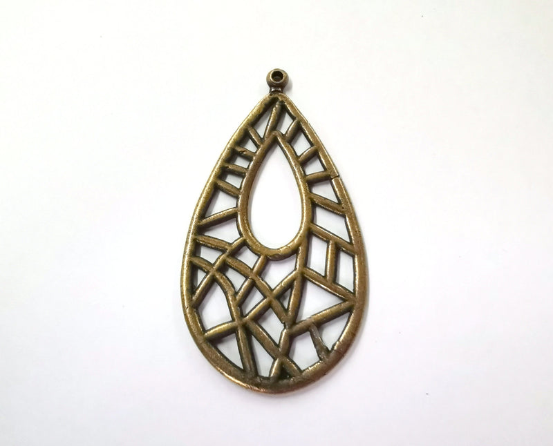 2 Drop Charms Antique Bronze Plated Charms (52x27mm)  G21519