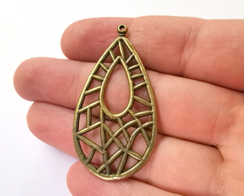 2 Drop Charms Antique Bronze Plated Charms (52x27mm)  G21519