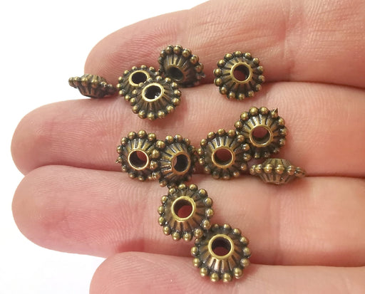 10 Antique Bronze Rondelle Beads Antique Bronze Plated Beads (10mm)  G21522