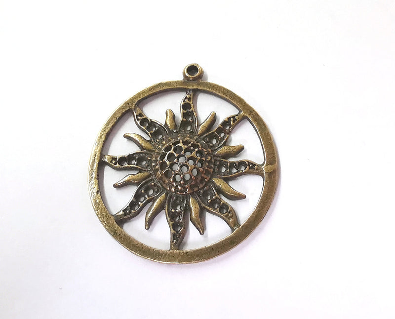 2 Sun Charms Antique Bronze Plated Charms (34x31mm) G21525
