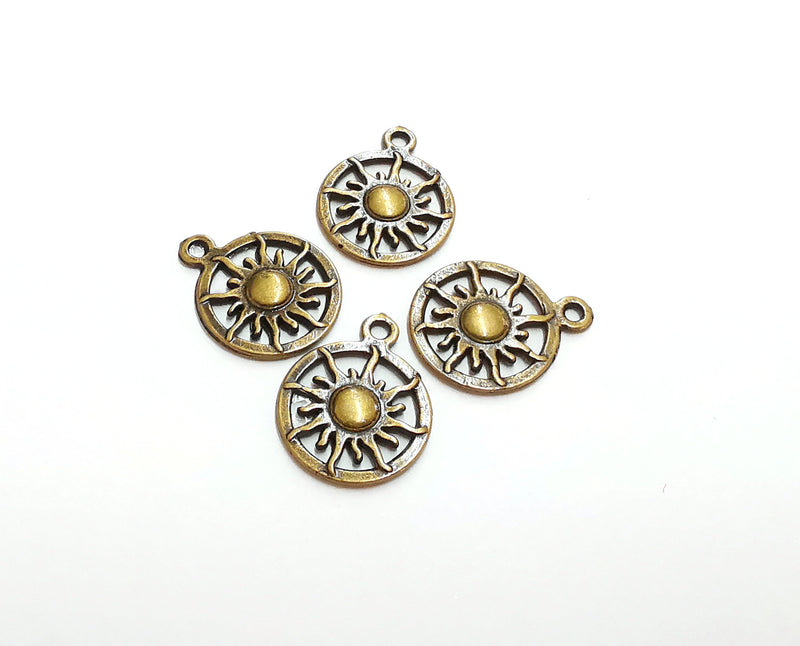 10 Sun Charms Antique Bronze Plated Charms (20x16mm)  G21423