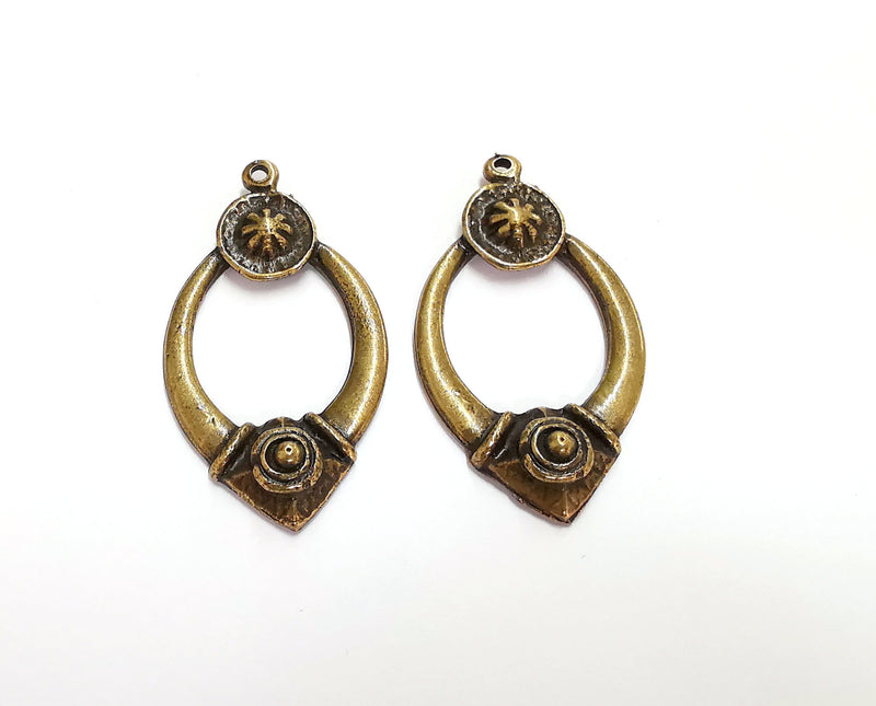 2 Antique Bronze Charms Antique Bronze Plated Charms (46x25mm)  G21426