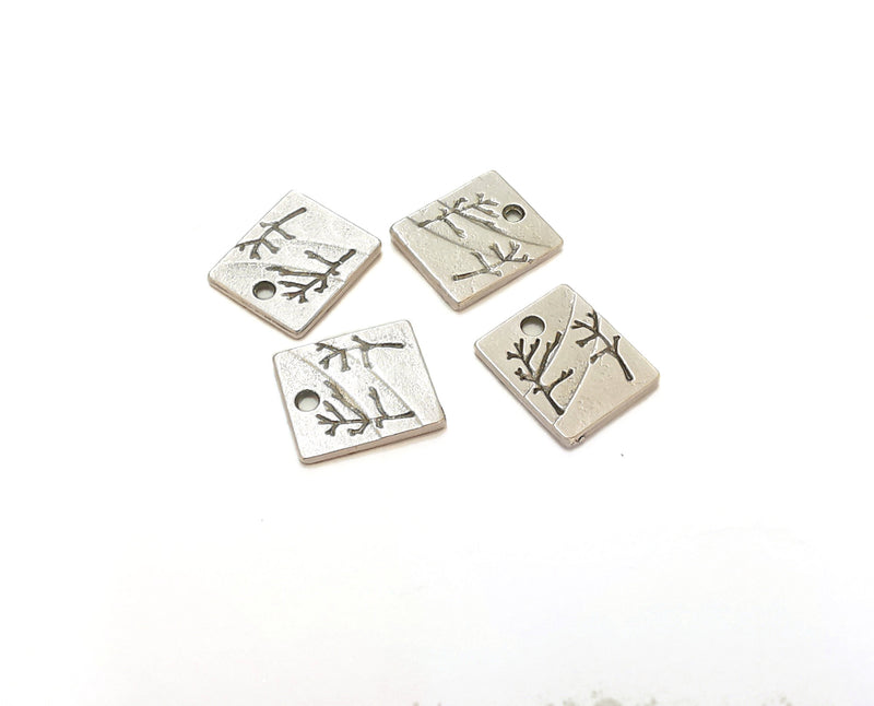 10 Trees Charms (Double Sided) Antique Silver Plated Charms (15x13mm)  G21537