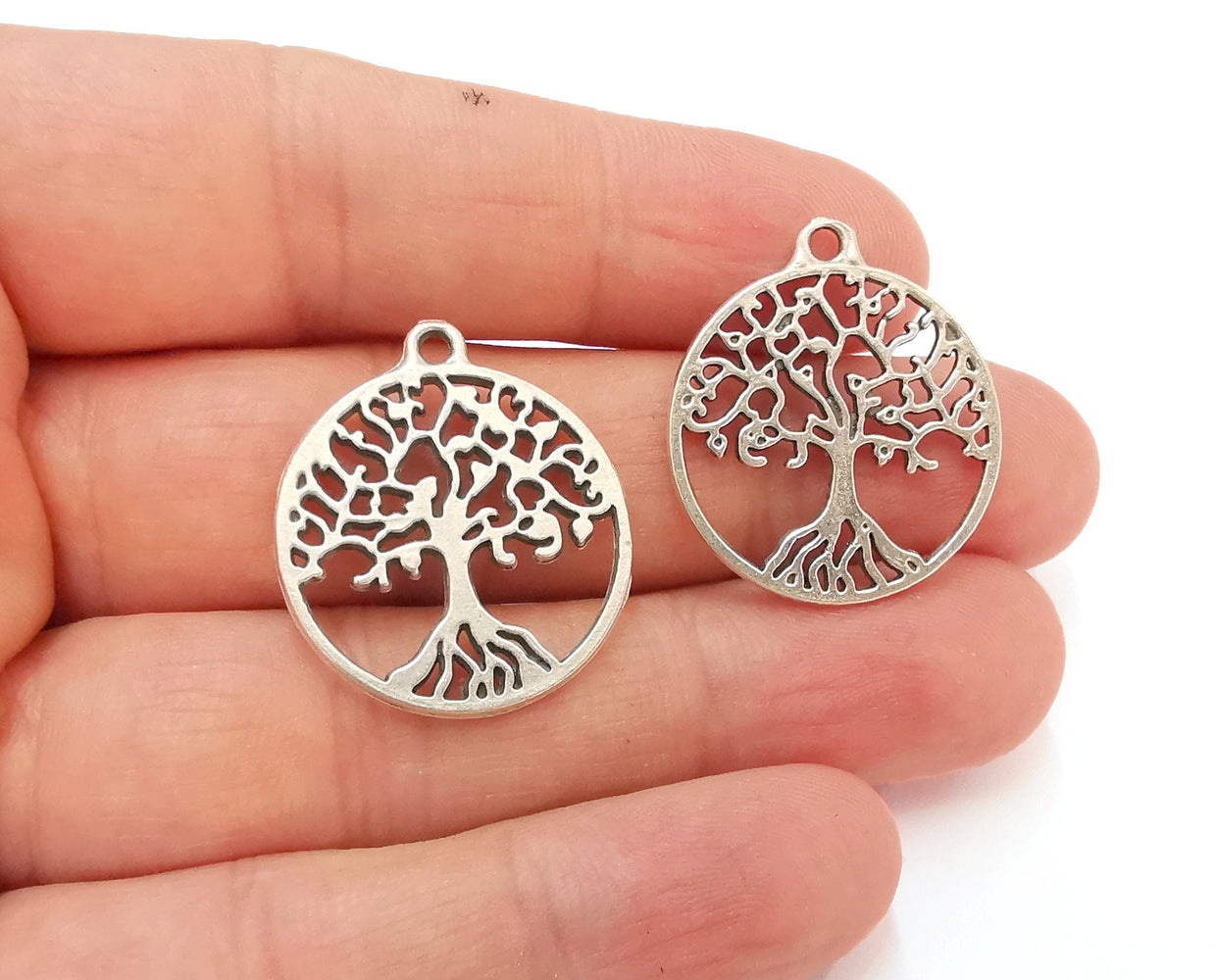 5 Tree Charms Antique Silver Plated Charms (28x25mm)  G21541