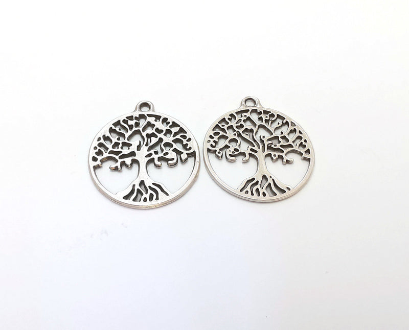 5 Tree Charms Antique Silver Plated Charms (28x25mm)  G21541