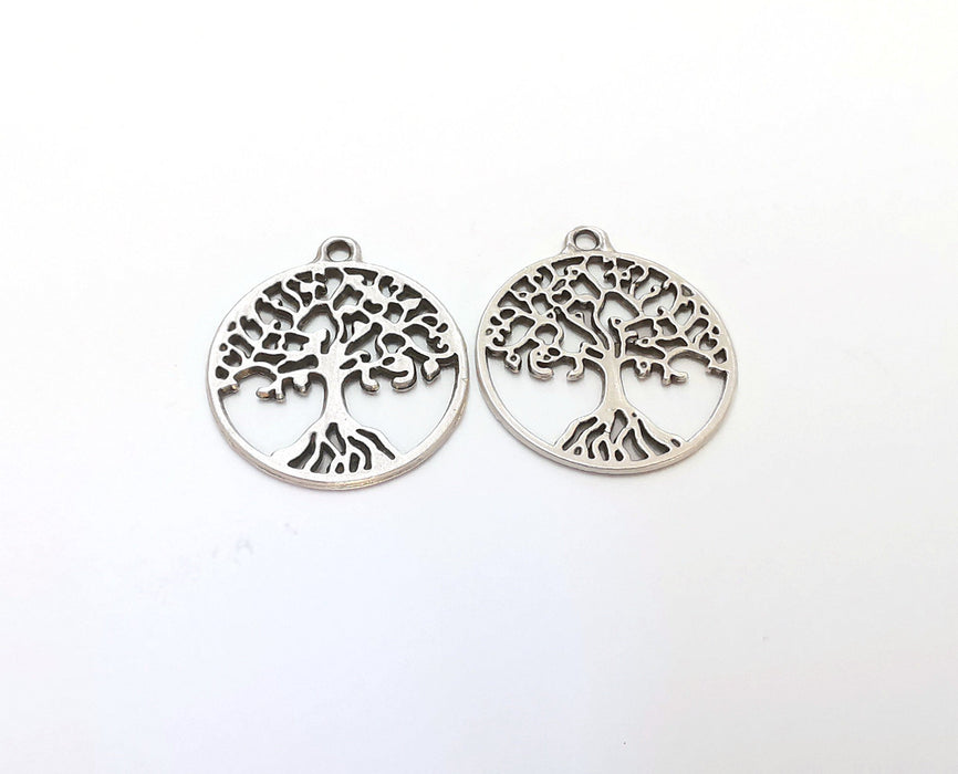 5 Tree Charms Antique Silver Plated Charms (28x25mm)  G21541