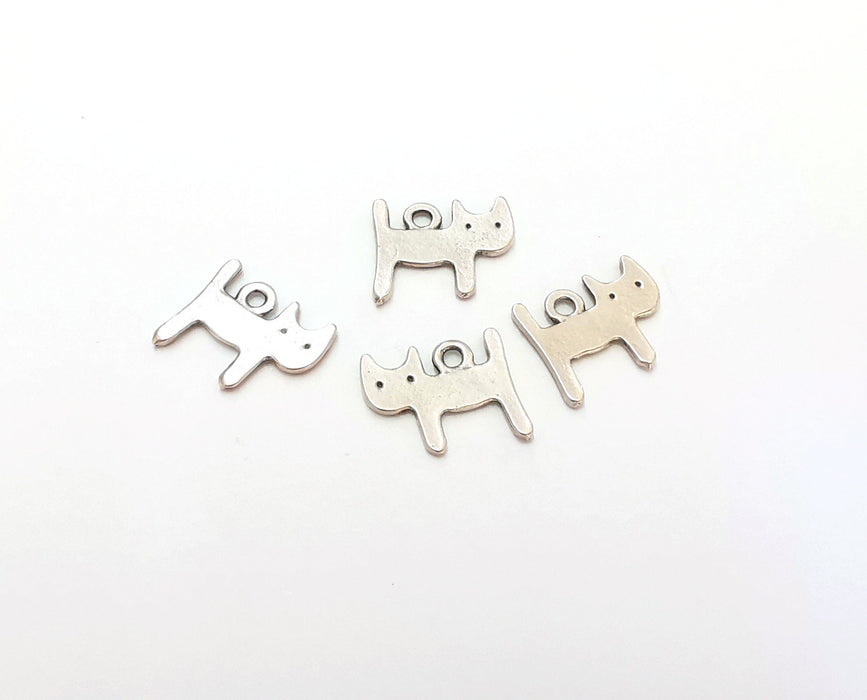10 Cats Charms Antique Silver Plated Charms (13x11mm)  G21542