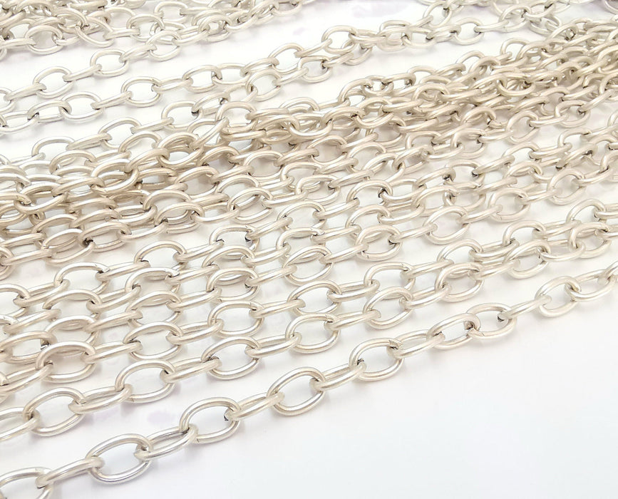 Antique Silver Large Cable Chain 1 Meter - 3.3 Feet  (11x7.5 mm) Antique Silver Plated Cable Chain G21548