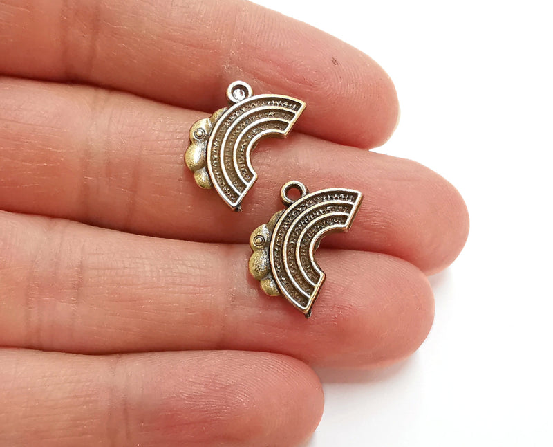 6 Rainbow Charms Antique Bronze Plated Charms (19x12mm) G21430