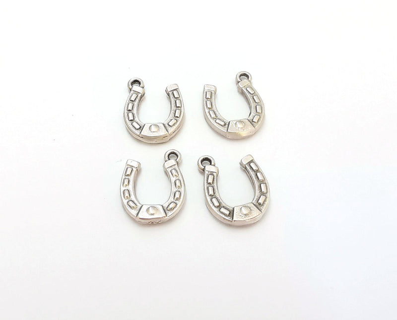 10 Horseshoe Charms Antique Silver Plated Charms (15x12mm)  G21550