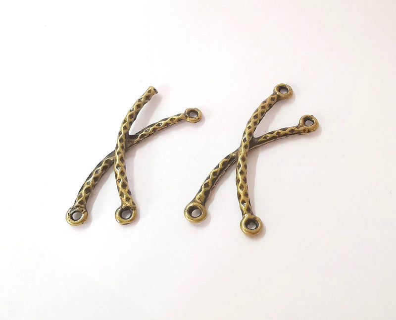 4 Antique Bronze Charms Connector Antique Bronze Plated Charms (50mm)  G21435