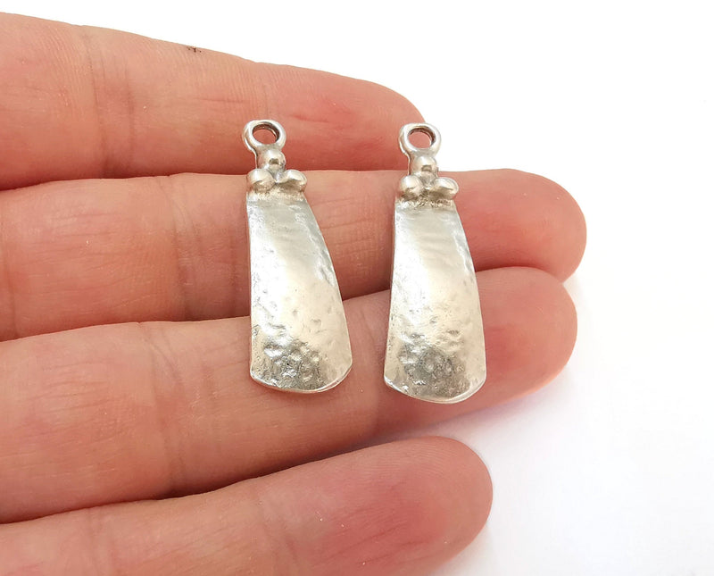 4 Silver Charms Antique Silver Plated Charms  (38x12mm) G21553