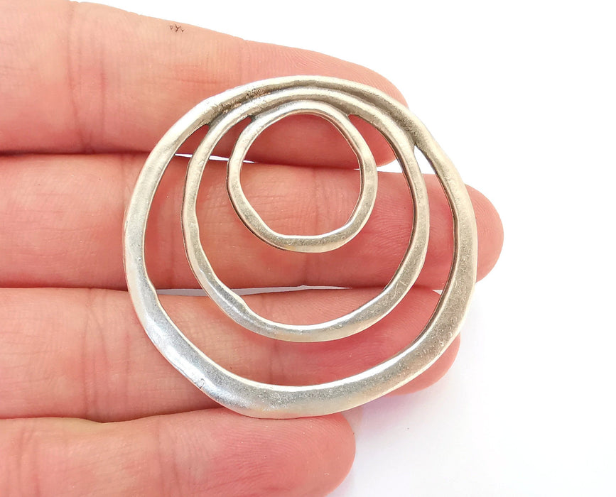 2 Circle Charms Antique Silver Plated Charms (50x48mm)  G21558