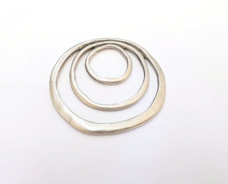 2 Circle Charms Antique Silver Plated Charms (50x48mm)  G21558