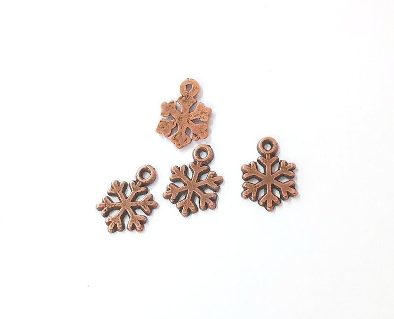 20 Snow Flake Charms Antique Copper Plated Charms (15x10mm) G21437
