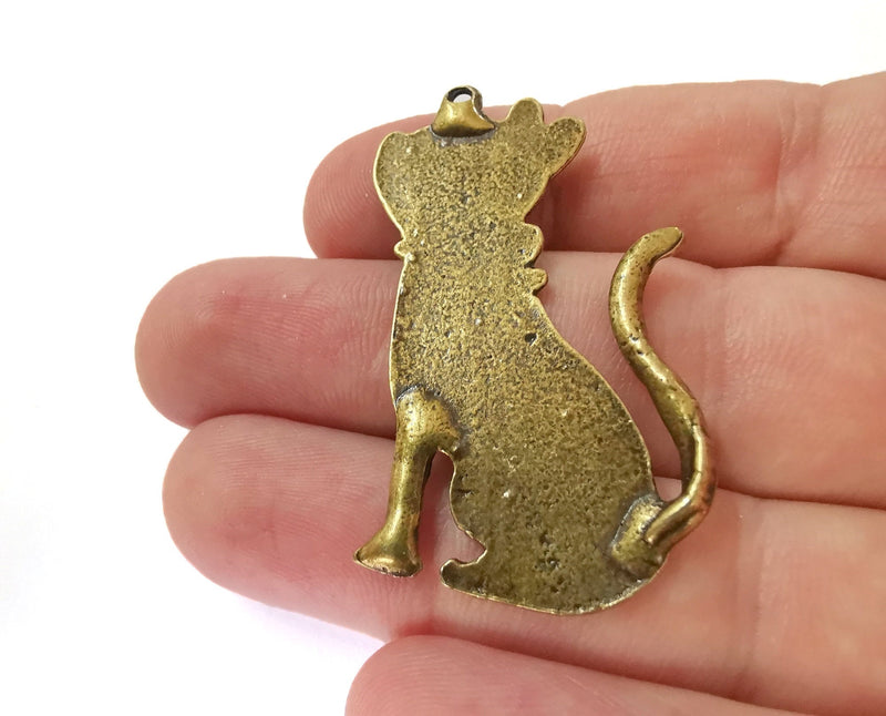 2 Cat Charms Antique Bronze Plated Charms (47x27mm)  G21442