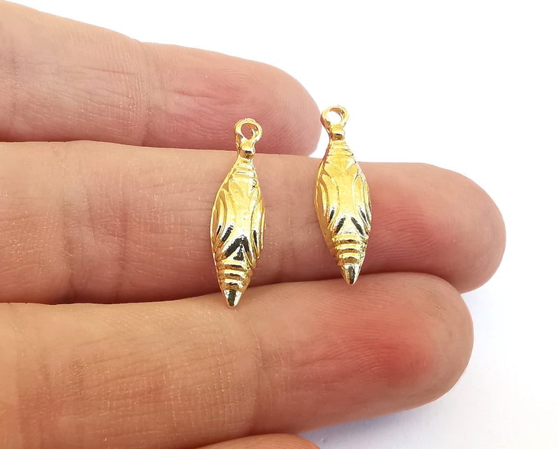 10 Gold Charms 24k Shiny Gold Charms (24x7mm)  G21563