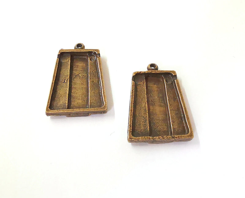 2 Hammered Base Resin Base Pendant Blank inlay Blank Mosaic Blank Bezel Setting Mountings Antique Bronze Plated Metal (21x16mm blank) G21445