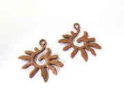 4 Sun Charms Antique Copper Plated Charms (27x27mm)  G21449