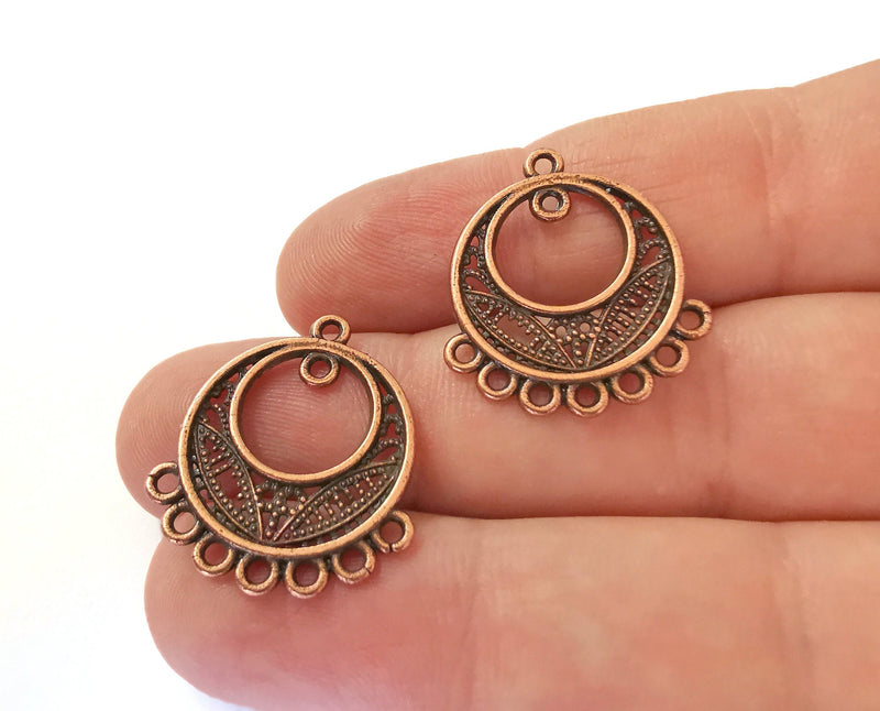 4 Copper Charms Connector Antique Copper Plated Charms (26x22mm)  G21451