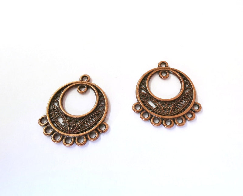 4 Copper Charms Connector Antique Copper Plated Charms (26x22mm)  G21451