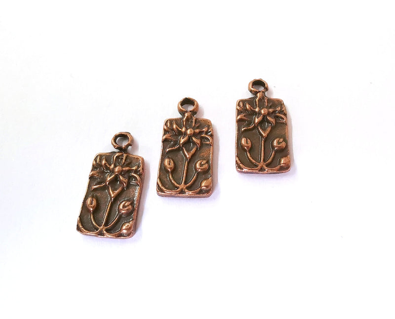 6 Lotus Charms Flower Charms Antique Copper Plated Charms (18x9mm)  G21454